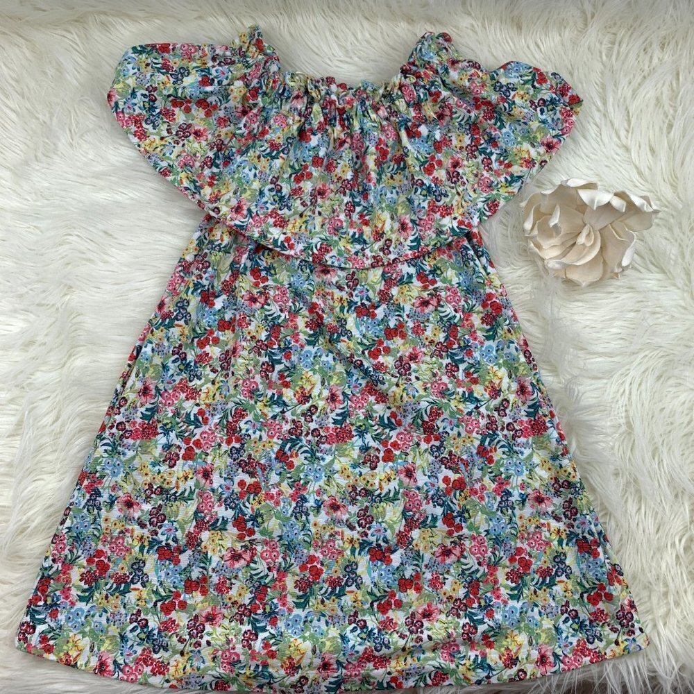H&M Cottagecore Off The Shoulder Floral Print Knit Dress Women's Size Small